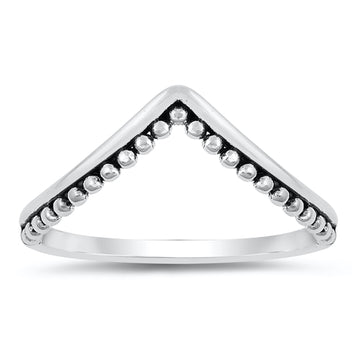 Chevron Midi V Ring Band 925 Sterling Silver